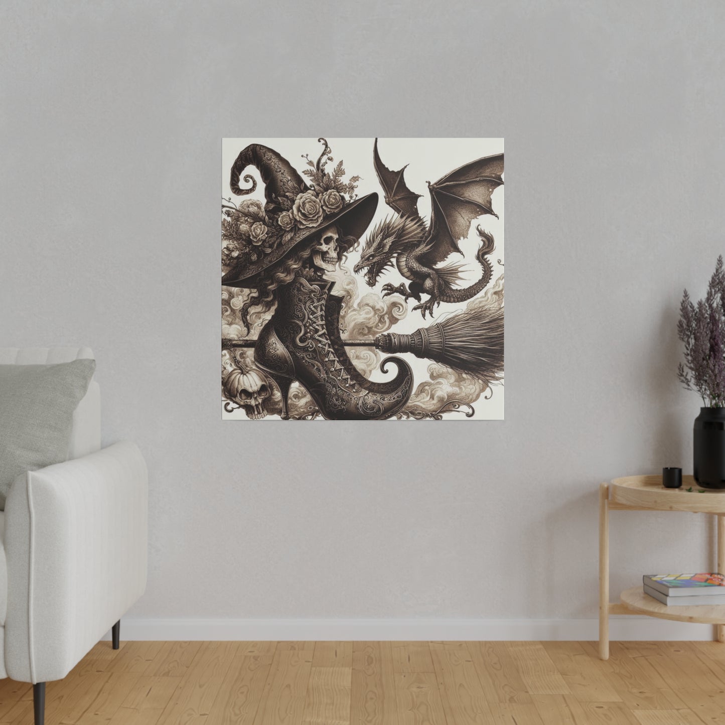 Witch Hat Skull Canvas Print