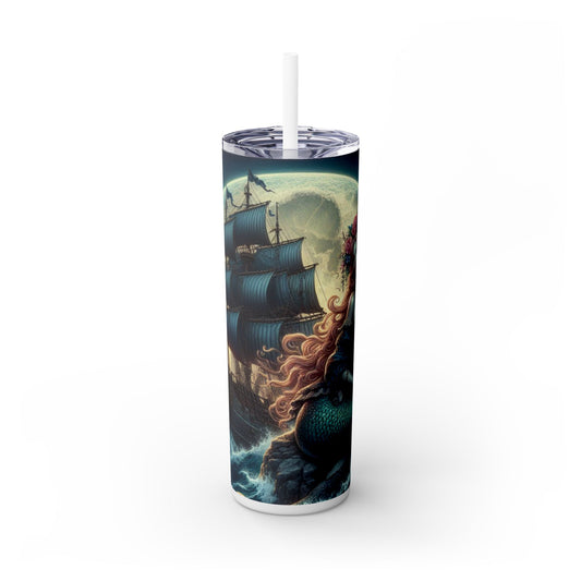 Mermaid Pirate Ship Skinny Tumbler with Straw, 20oz