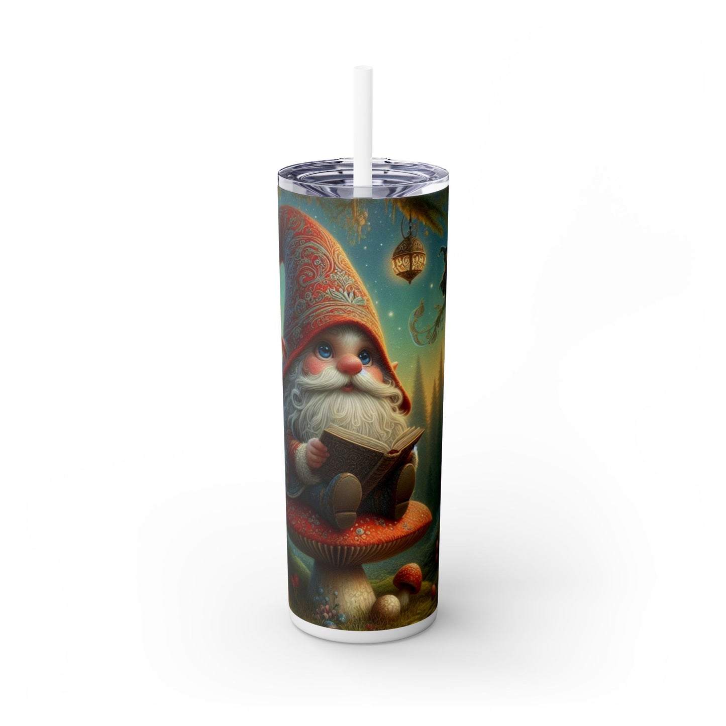 Gnome Skinny Tumbler with Straw, 20oz