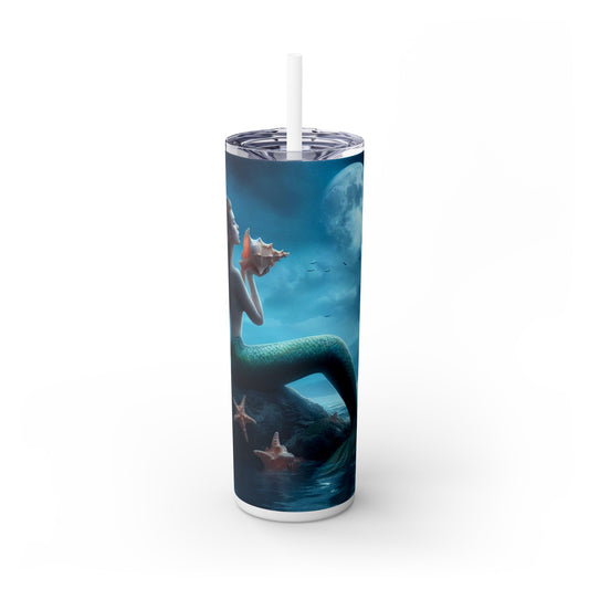 Mermaid Skinny Tumbler with Straw, 20oz