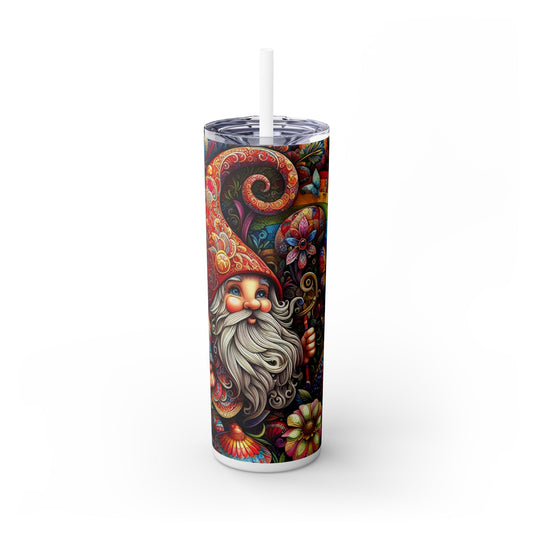 Gnome Skinny Tumbler with Straw, 20oz