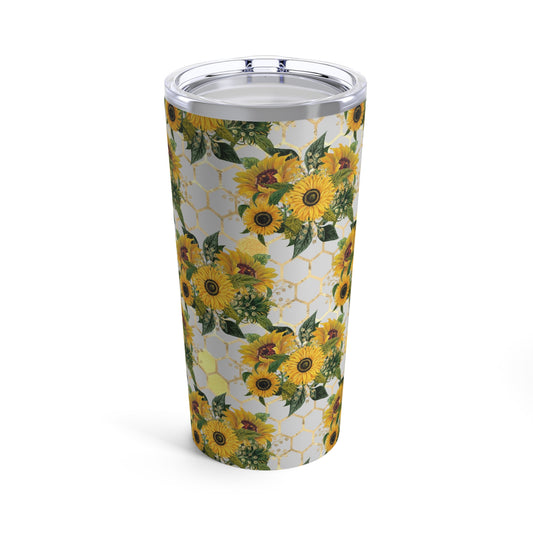 Sunflowers & Bee Honeycomb Tumbler 20oz