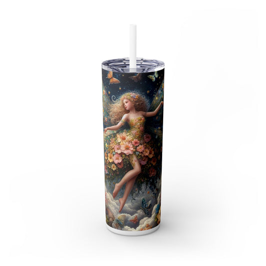 Fairy Fantasy Skinny Tumbler with Straw, 20oz