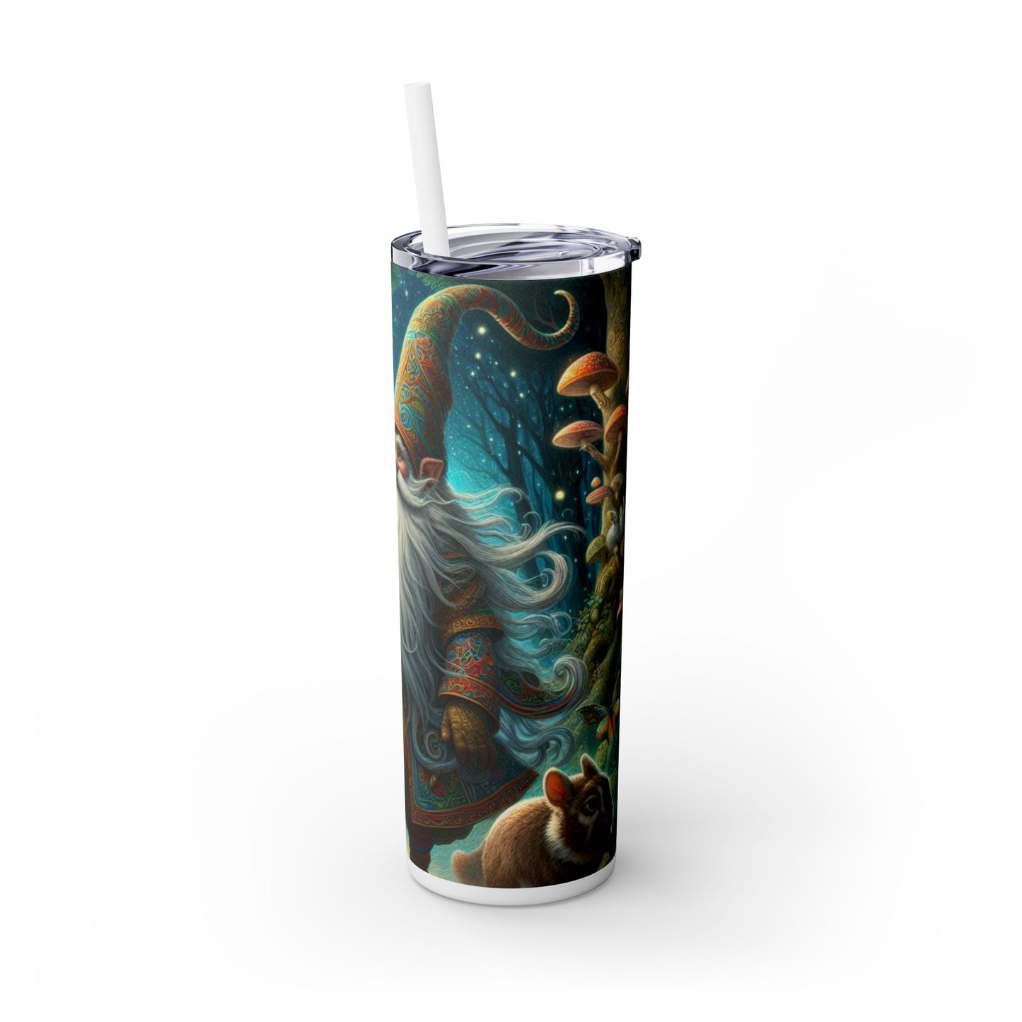 Gnome Skinny Tumbler with Straw, 20oz