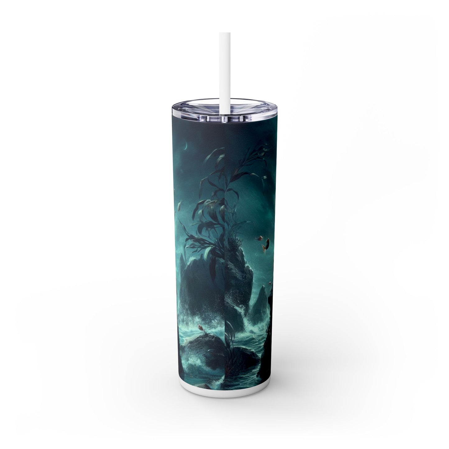 Mermaid Skinny Tumbler with Straw, 20oz