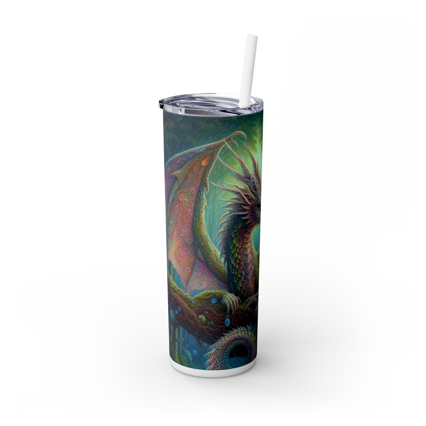 Dragon Skinny Tumbler with Straw, 20oz