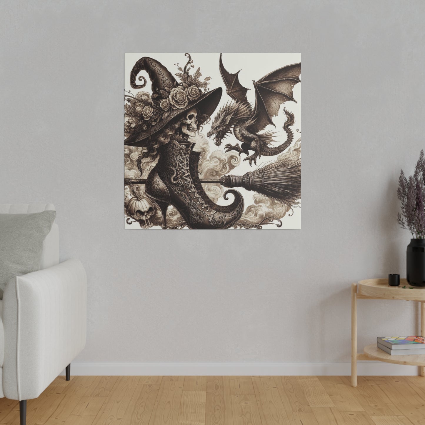 Witch Hat Skull Canvas Print