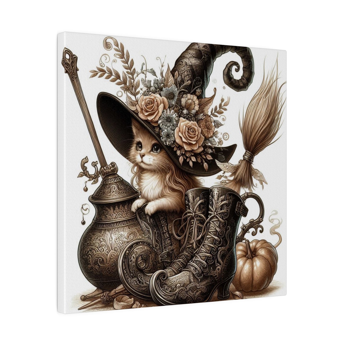 Canvas Print - Cat Witch Hat