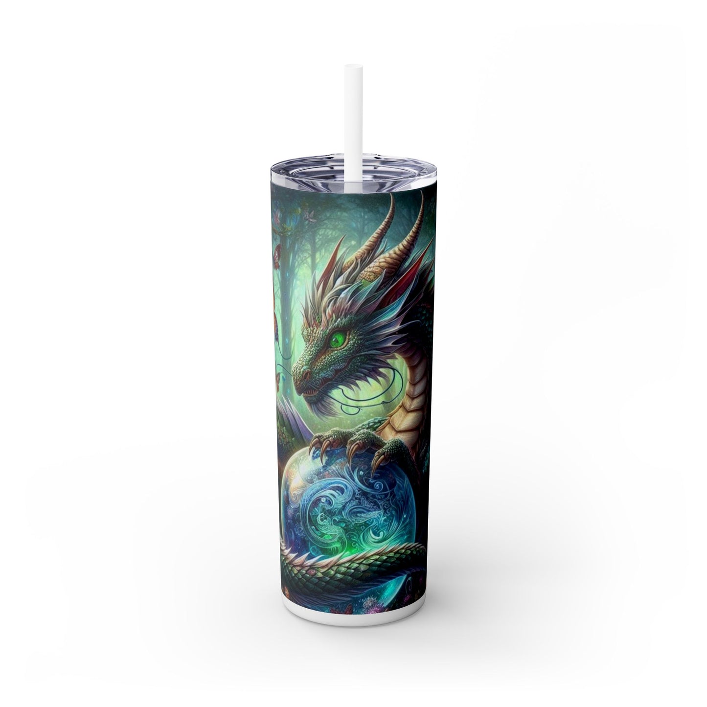 Dragon Skinny Tumbler with Straw, 20oz