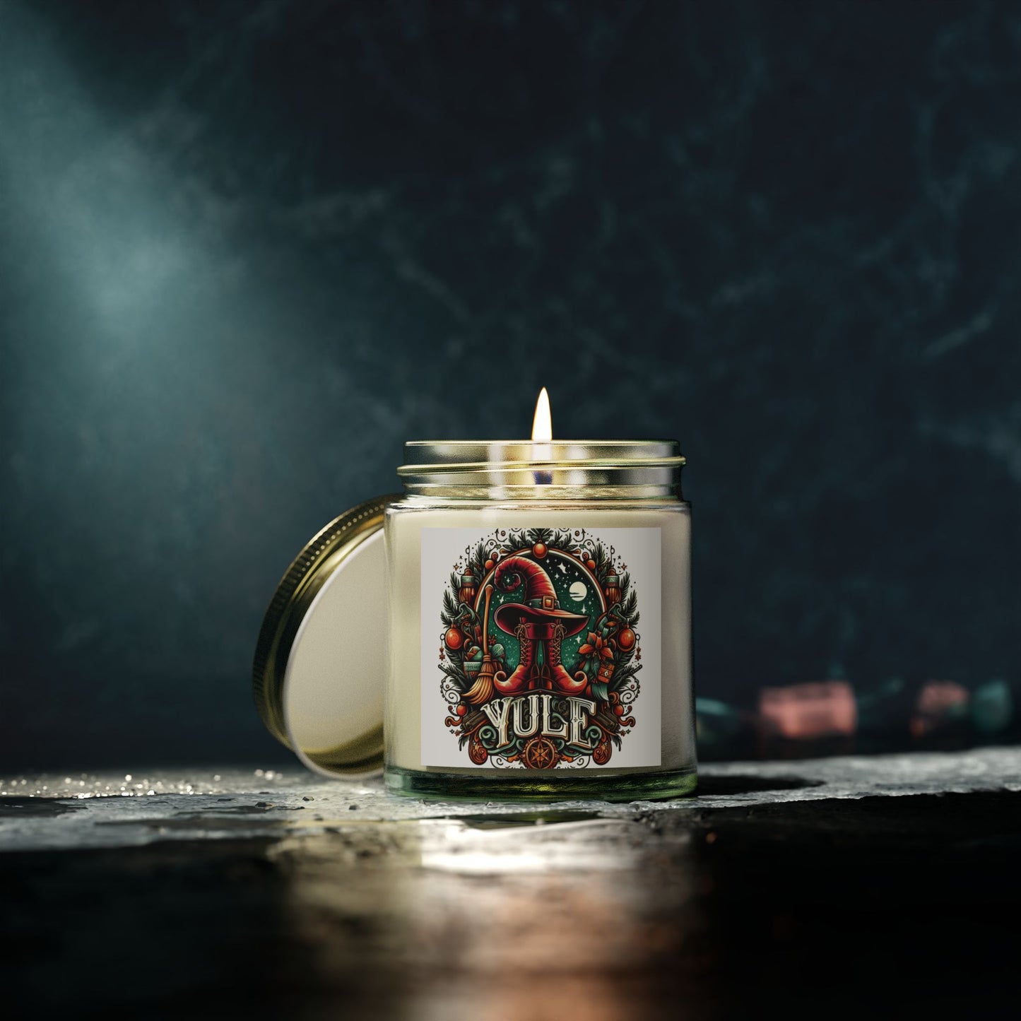 Yule Witch Hat and Boots Candles, Coconut Apricot Wax (4oz, 9oz)