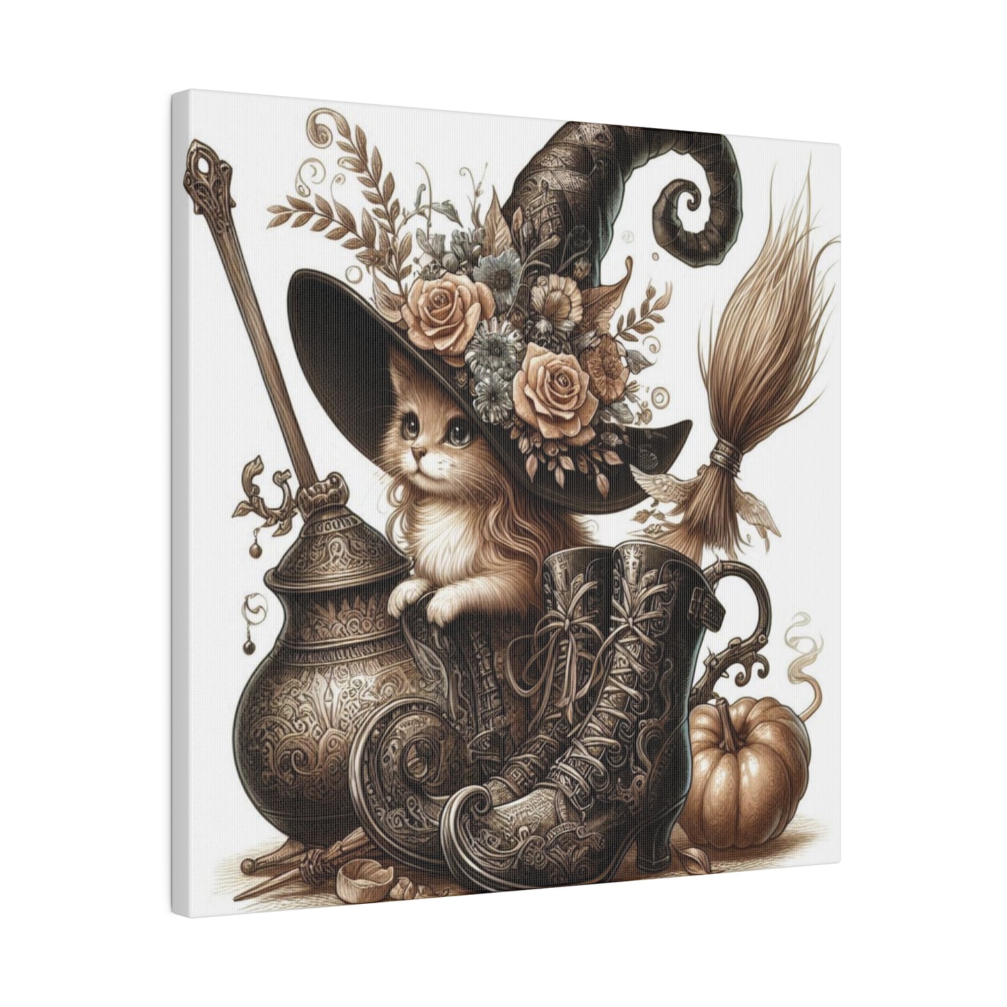 Canvas Print - Cat Witch Hat