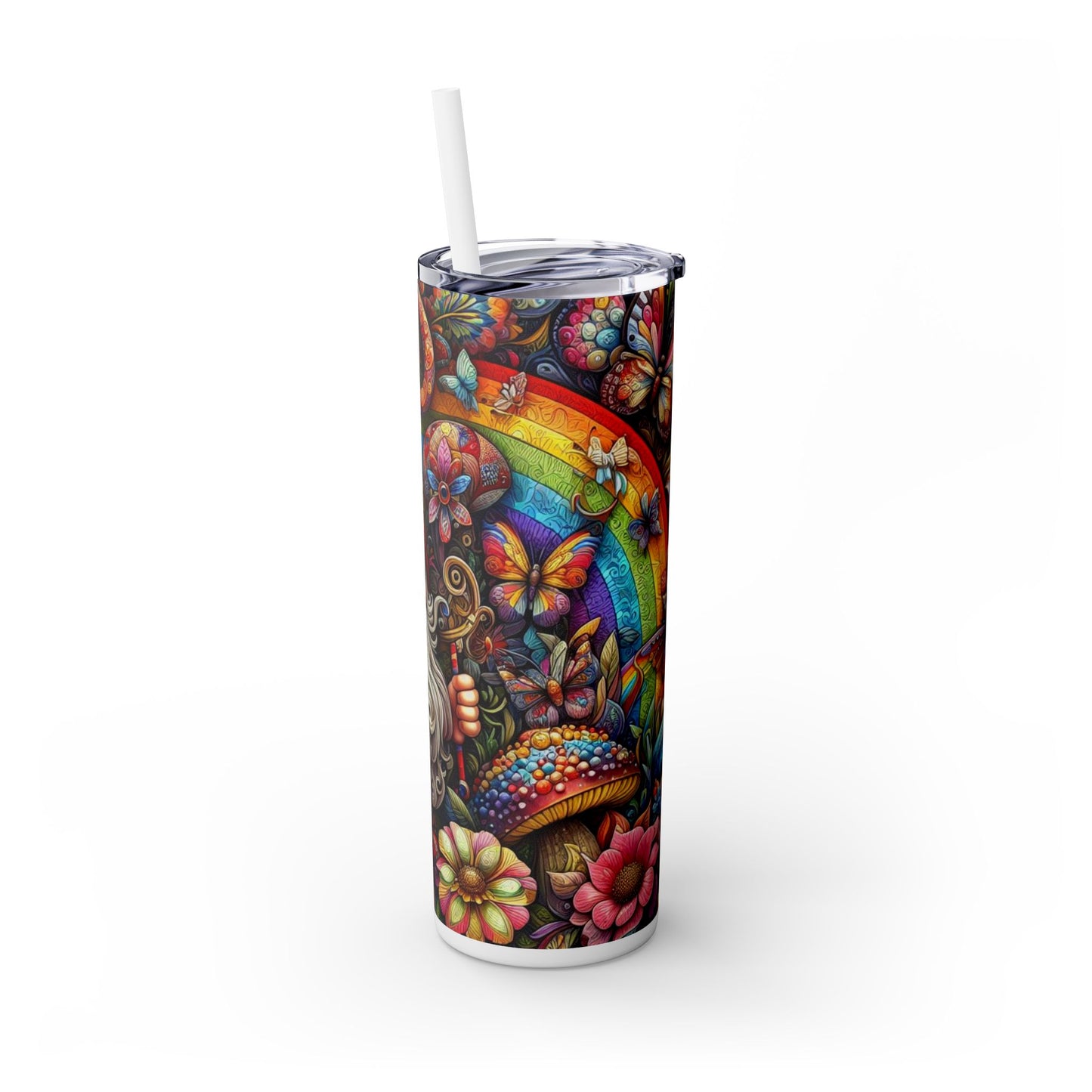 Gnome Skinny Tumbler with Straw, 20oz