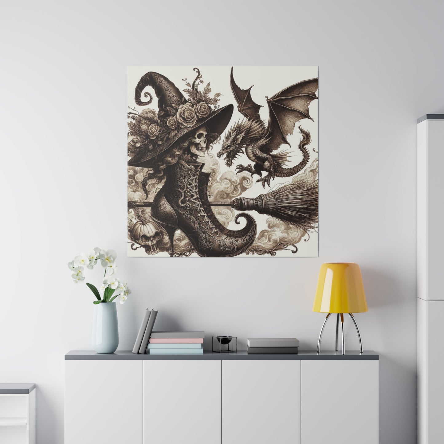 Witch Hat Skull Canvas Print