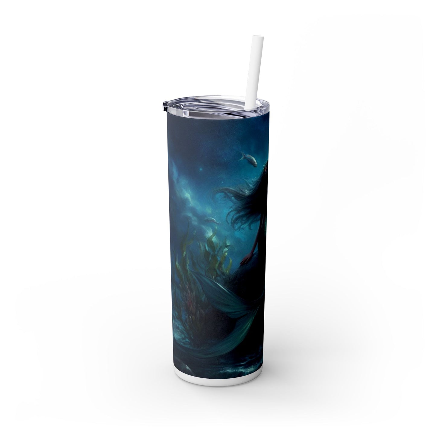 Mermaid Skinny Tumbler with Straw, 20oz