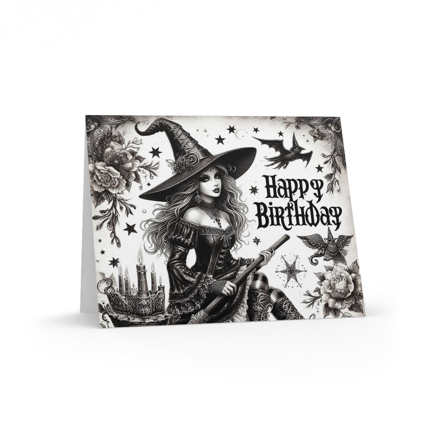 Greeting Card Set - Witch Happy Birthday Cards (8, 16, and 24 pcs) Inside Greeting!