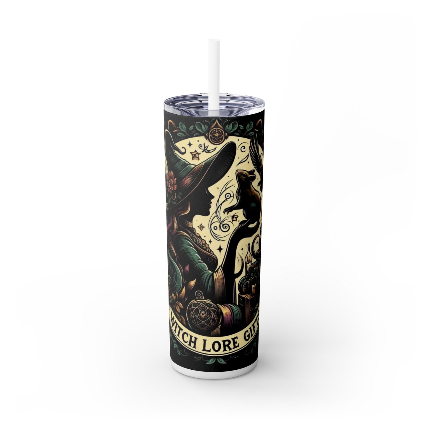 Witch Lore Gifts Skinny Tumbler with Straw, 20oz