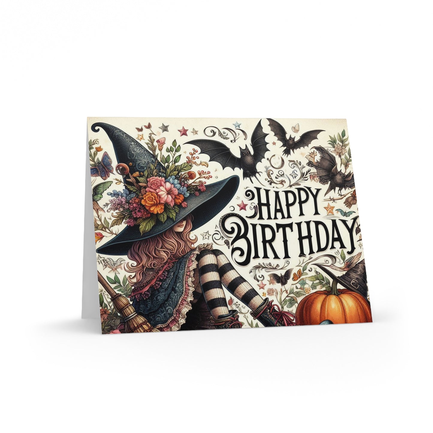 Greeting Card Set - Witch Happy Birthday Cards (8, 16, and 24 pcs) Inside Greeting!