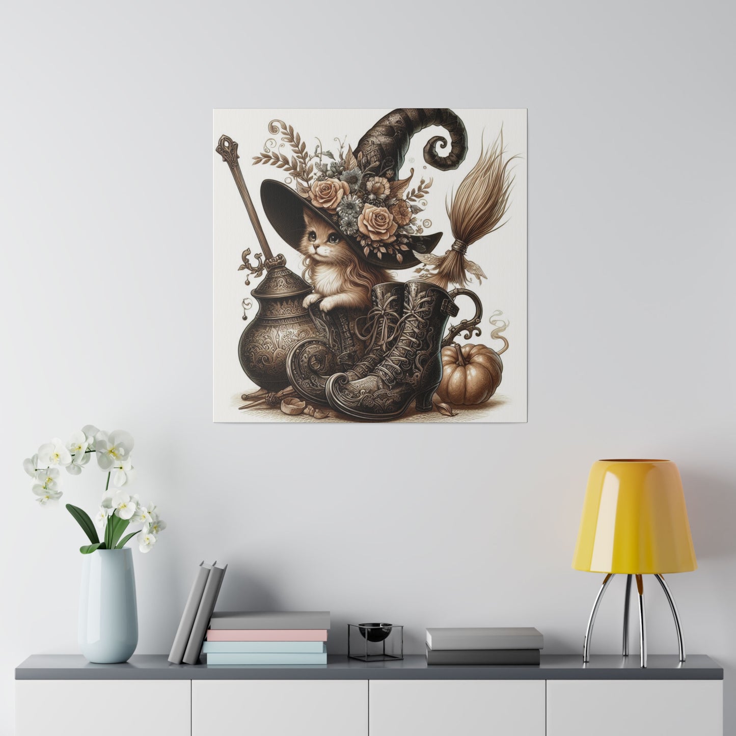 Canvas Print - Cat Witch Hat