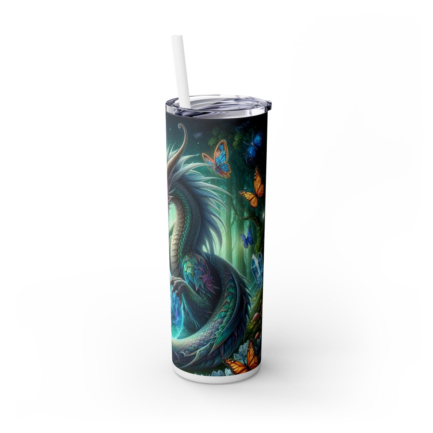 Dragon Skinny Tumbler with Straw, 20oz