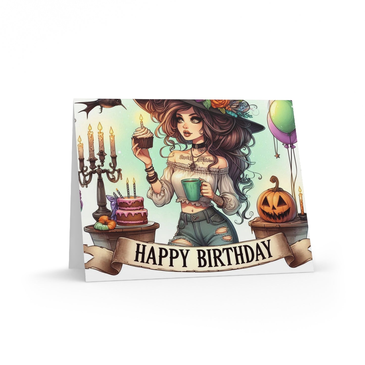 Greeting Card Set - Witch Happy Birthday Cards (8, 16, and 24 pcs)