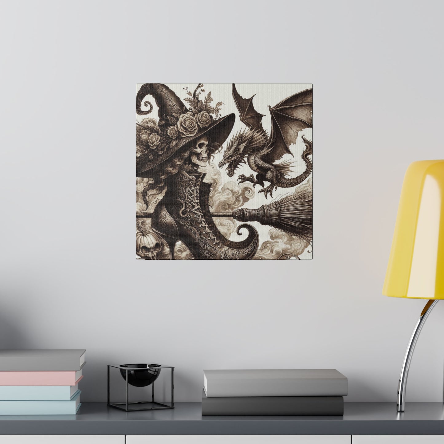 Witch Hat Skull Canvas Print