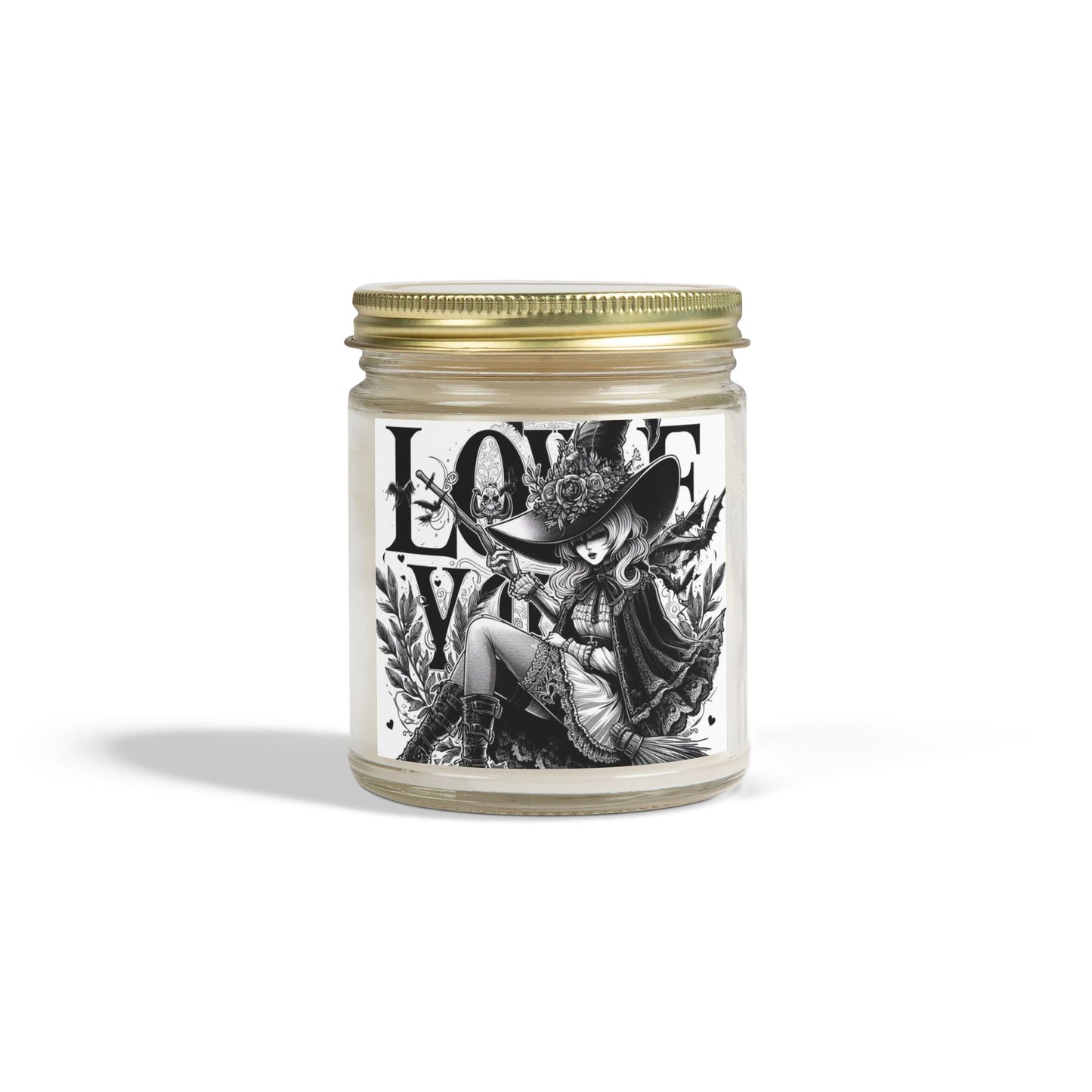 Love You Witch Candles, Coconut Apricot Wax (4oz, 9oz)