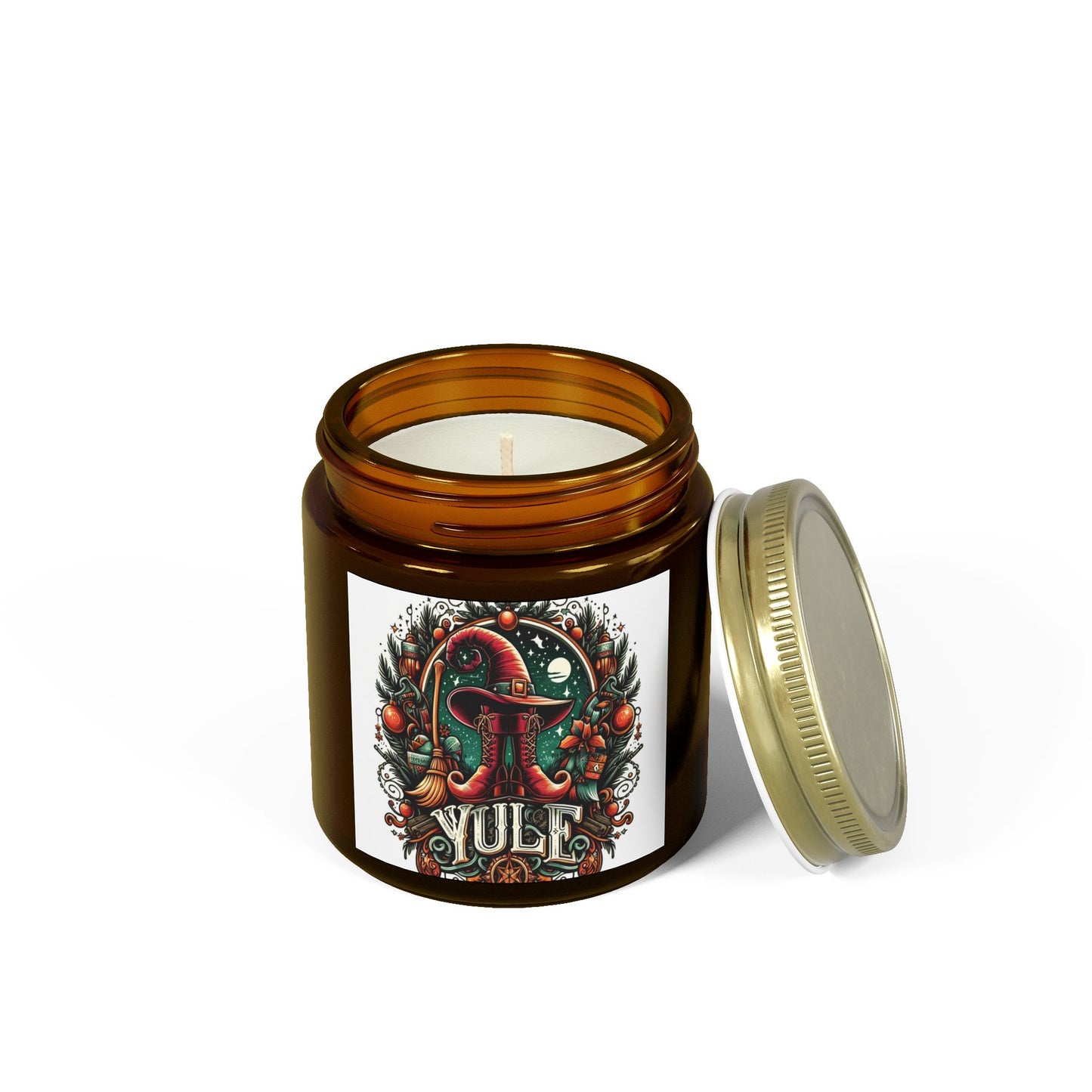 Yule Witch Hat and Boots Candles, Coconut Apricot Wax (4oz, 9oz)