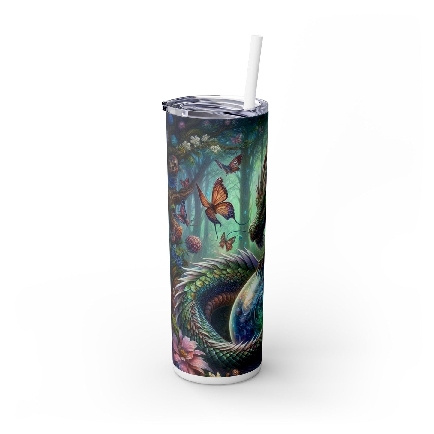 Dragon Skinny Tumbler with Straw, 20oz