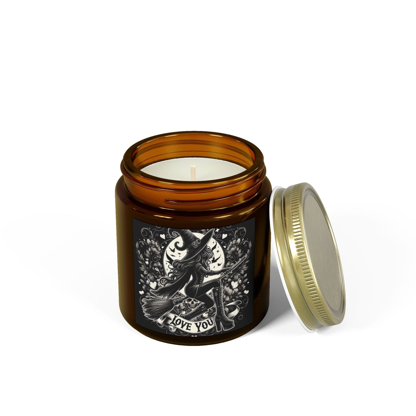 Love You Witch Candles, Coconut Apricot Wax (4oz, 9oz)