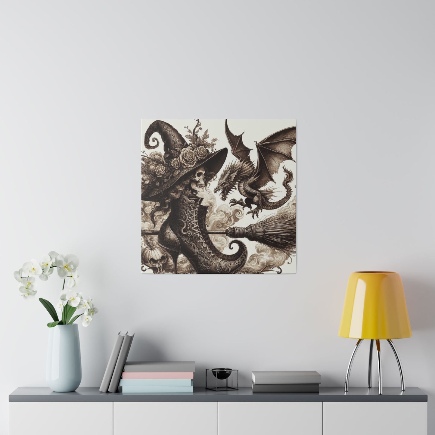 Witch Hat Skull Canvas Print