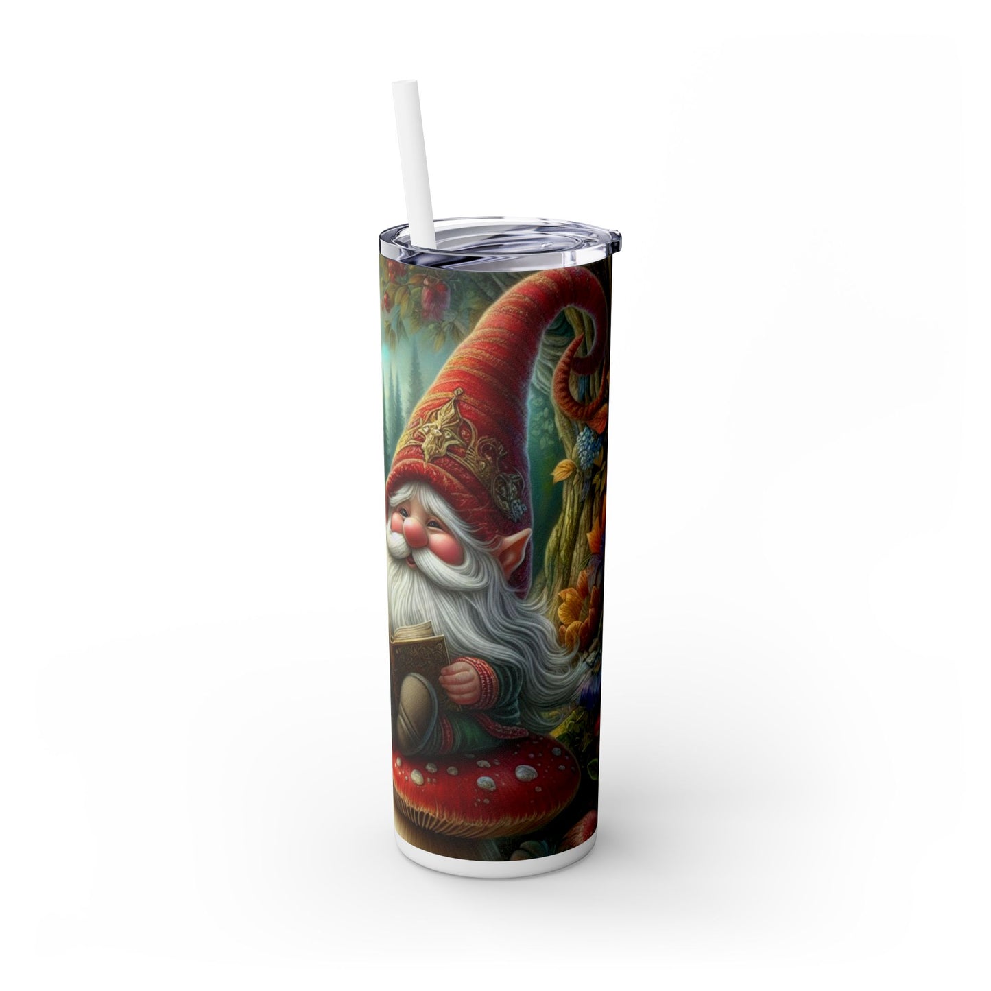 Gnome Skinny Tumbler with Straw, 20oz