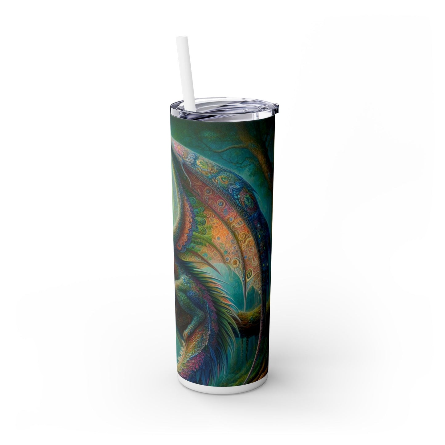 Dragon Skinny Tumbler with Straw, 20oz