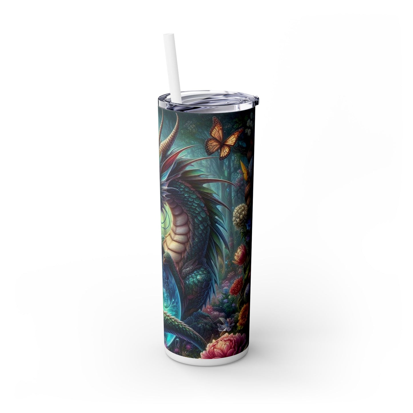 Dragon Skinny Tumbler with Straw, 20oz