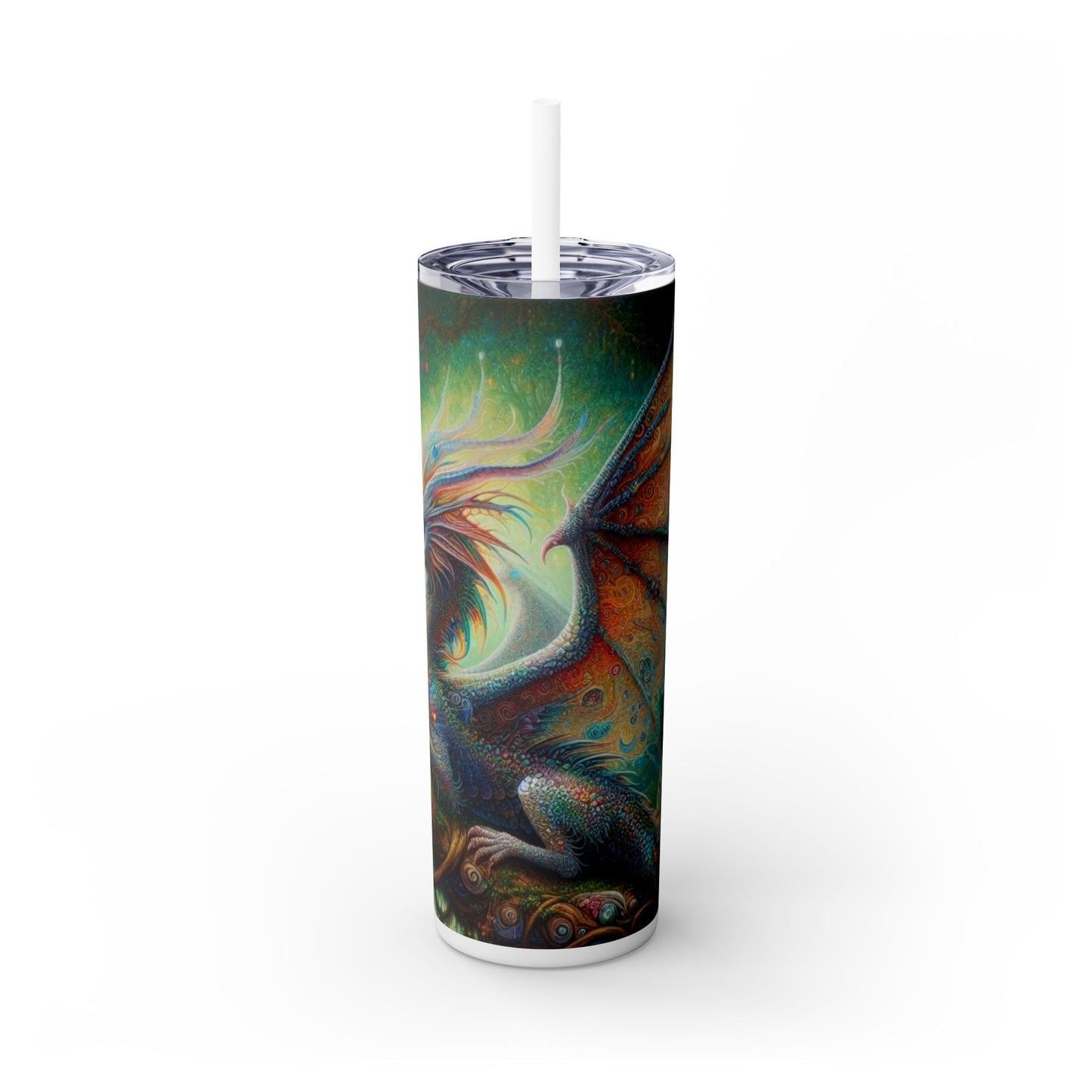 Dragon Skinny Tumbler with Straw, 20oz