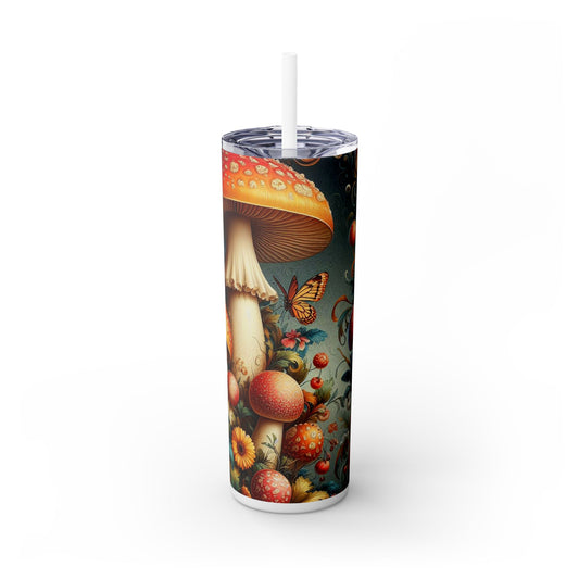 Mushroom Amanita Skinny Tumbler with Straw, 20oz