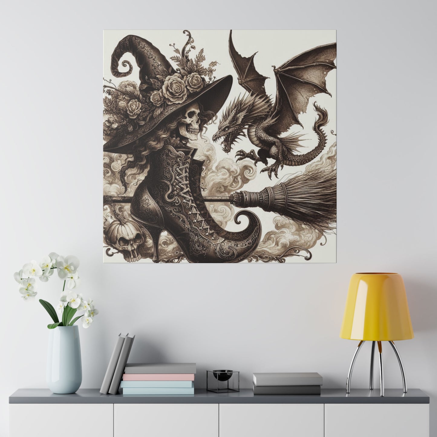 Witch Hat Skull Canvas Print