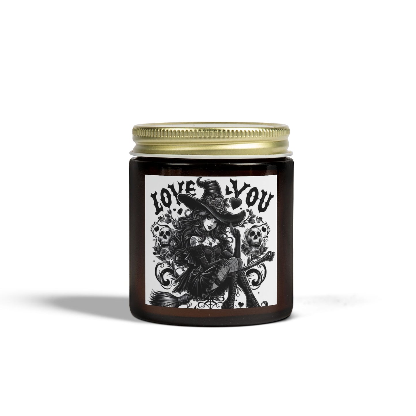 Love You Witch Candles, Coconut Apricot Wax (4oz, 9oz)