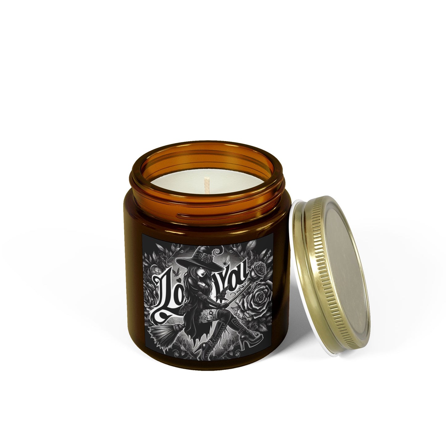 Love You Witch Candles, Coconut Apricot Wax (4oz, 9oz)