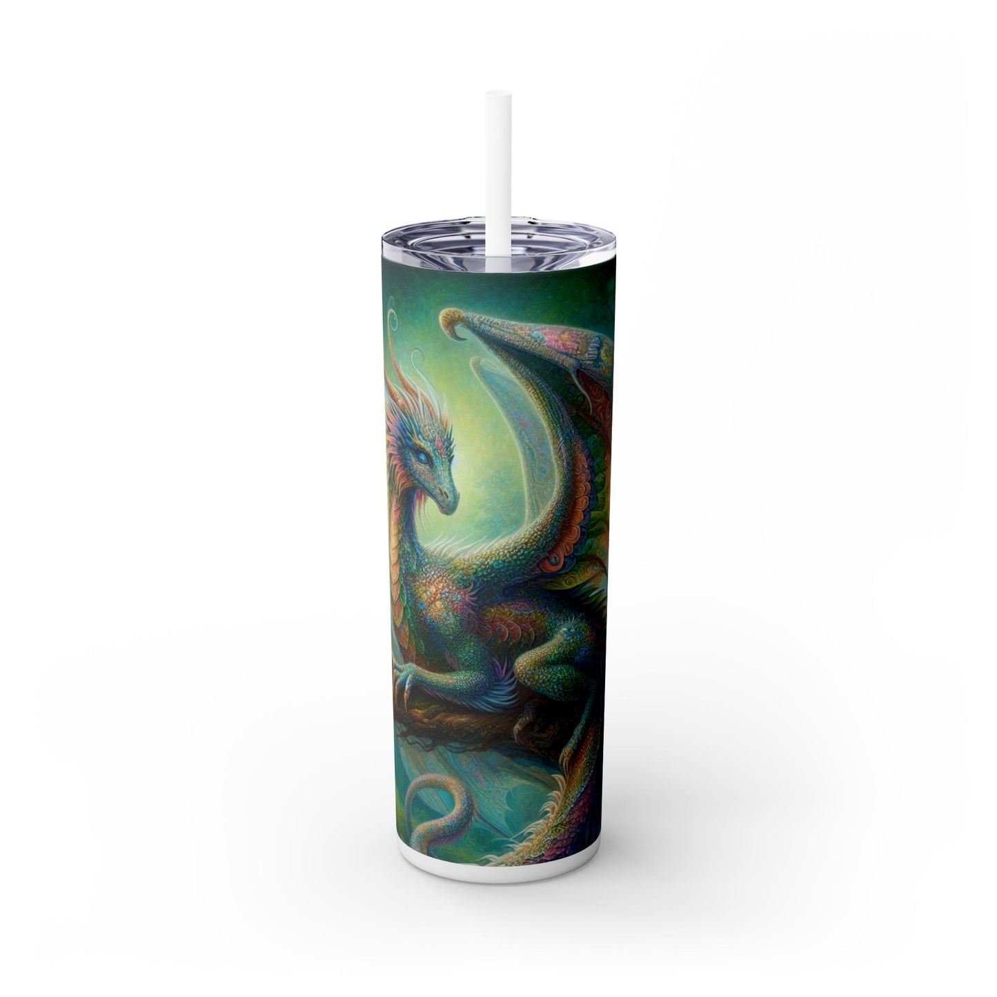 Dragon Skinny Tumbler with Straw, 20oz