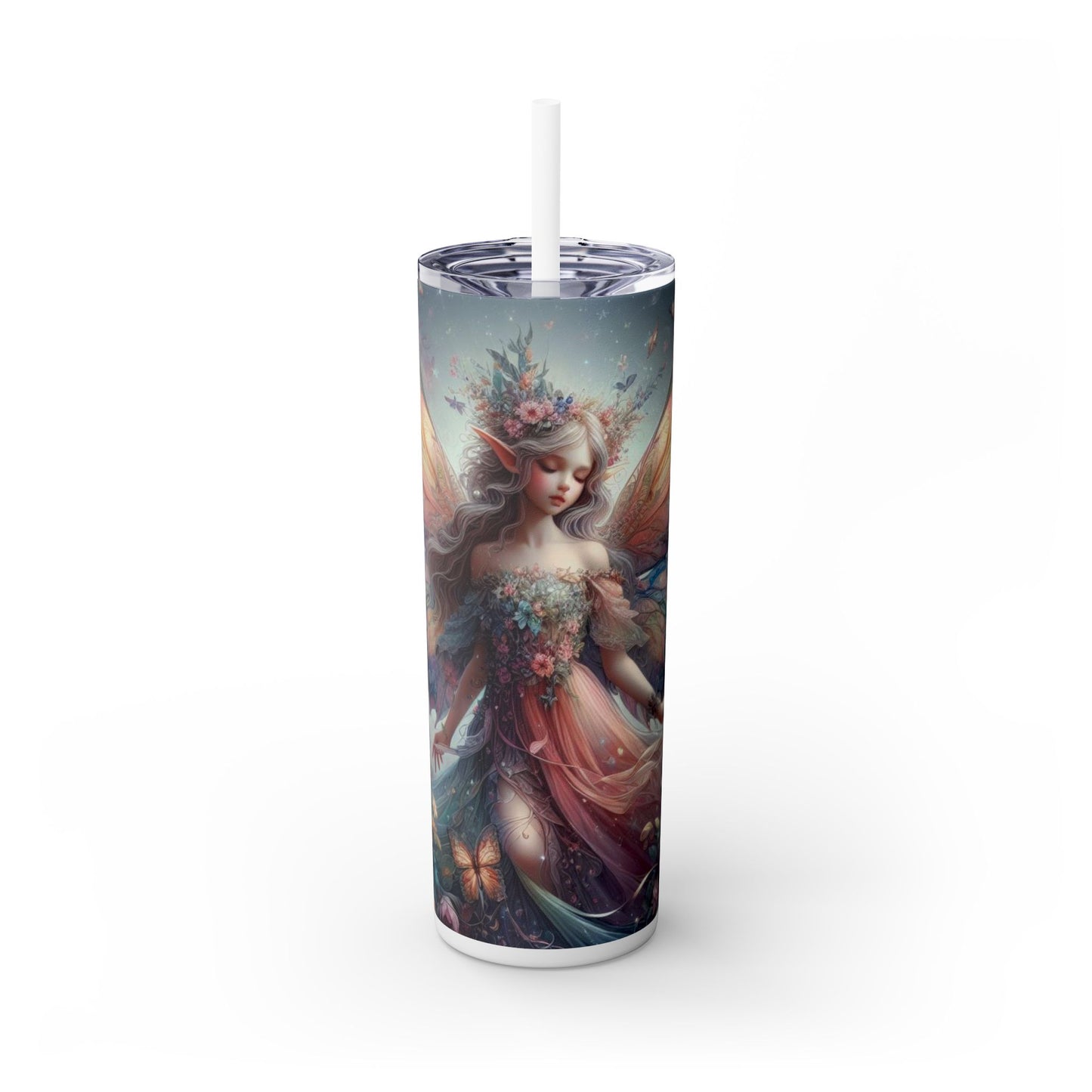 Fairy Skinny Tumbler with Straw, 20oz