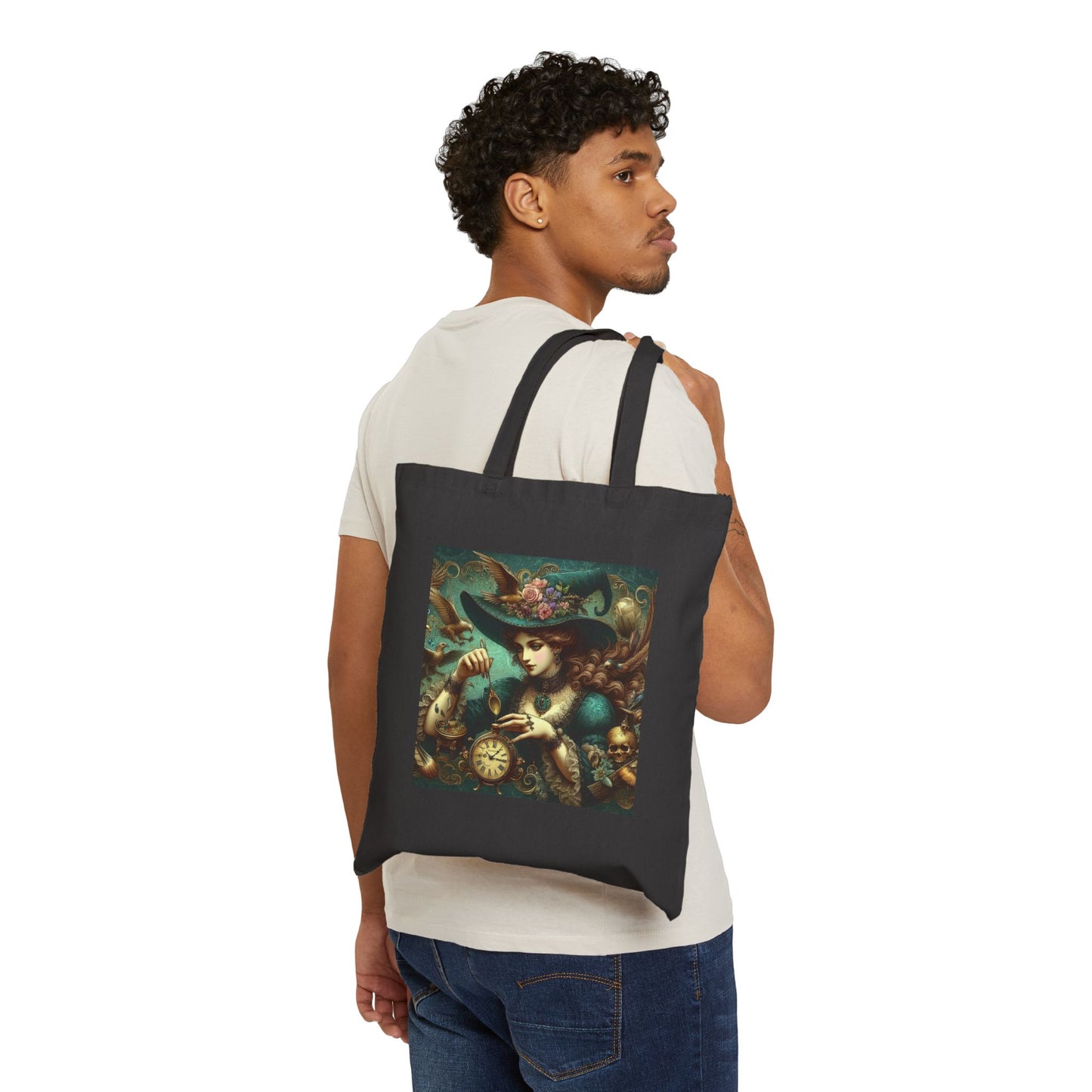 Witch Tote Bag - Cotton Canvas Halloween Carryall