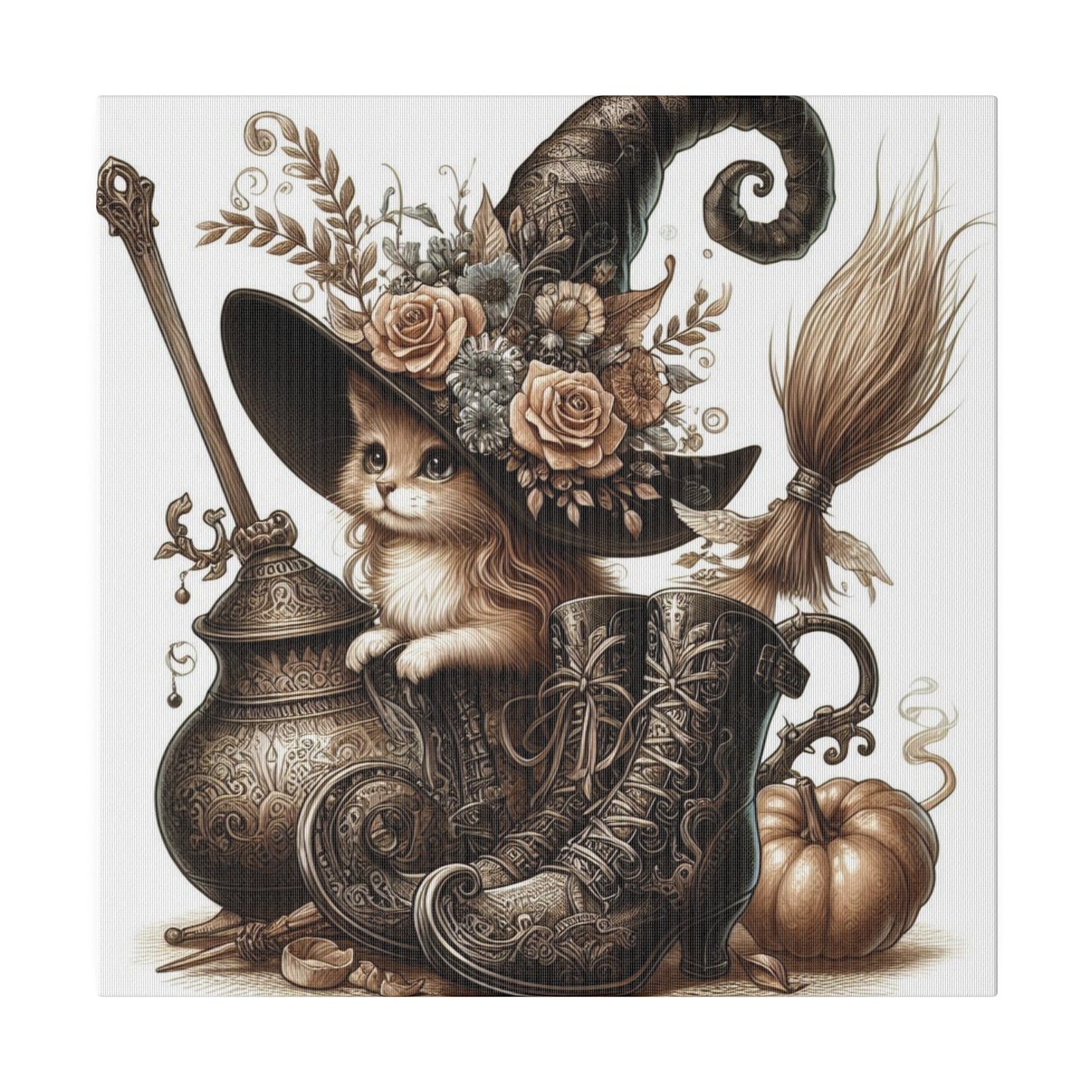 Canvas Print - Cat Witch Hat