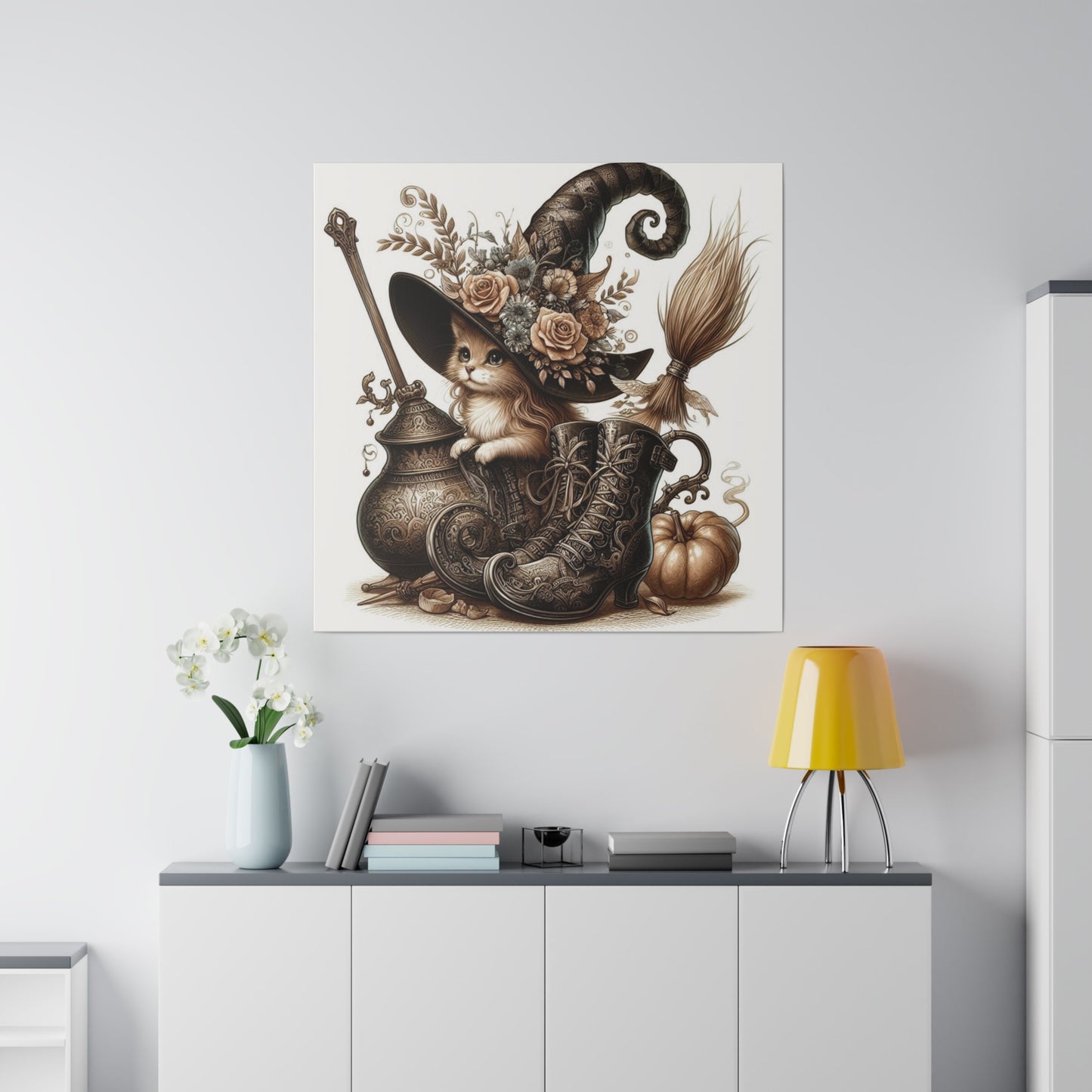 Canvas Print - Cat Witch Hat