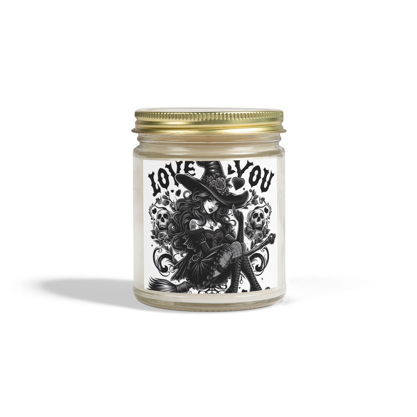 Love You Witch Candles, Coconut Apricot Wax (4oz, 9oz)