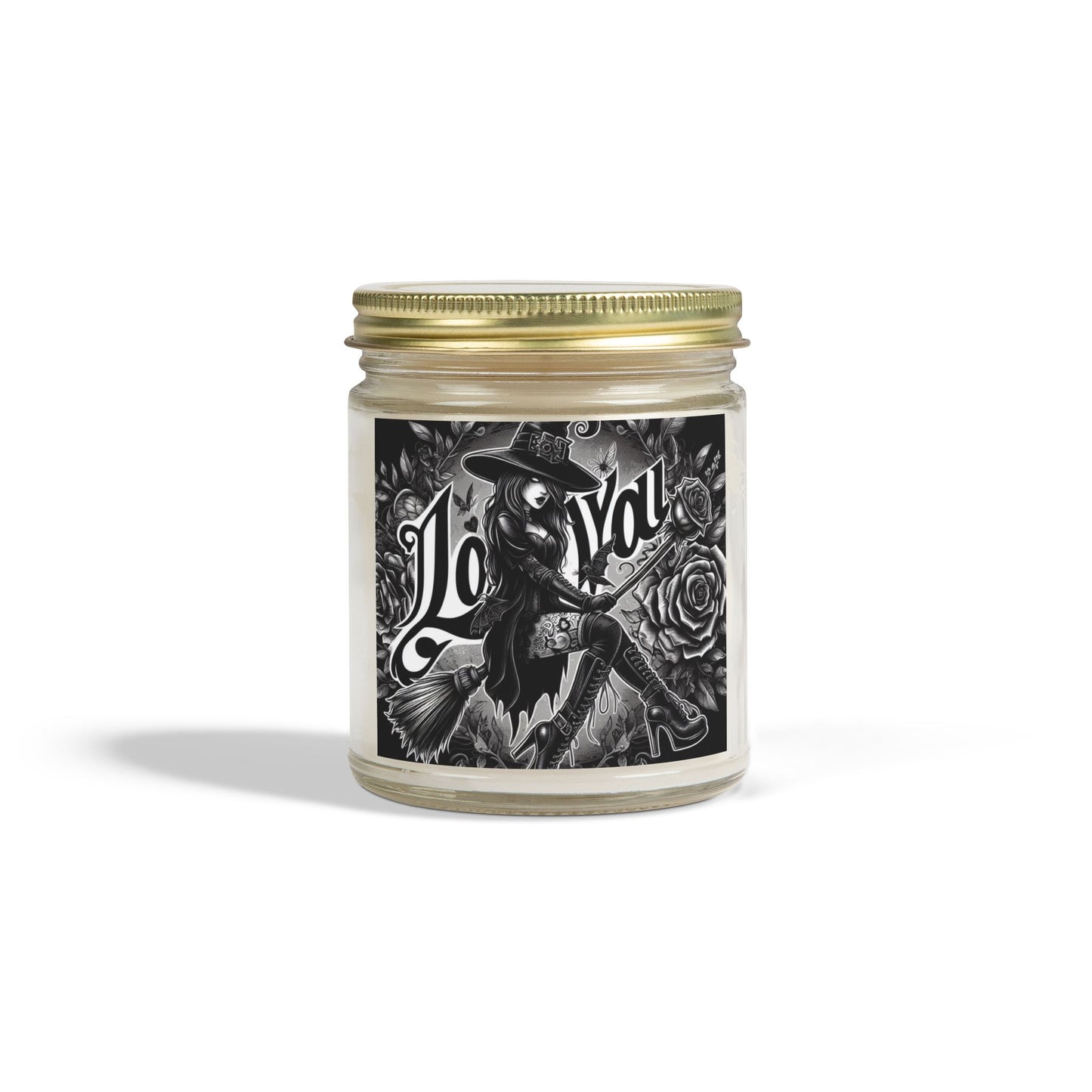 Love You Witch Candles, Coconut Apricot Wax (4oz, 9oz)