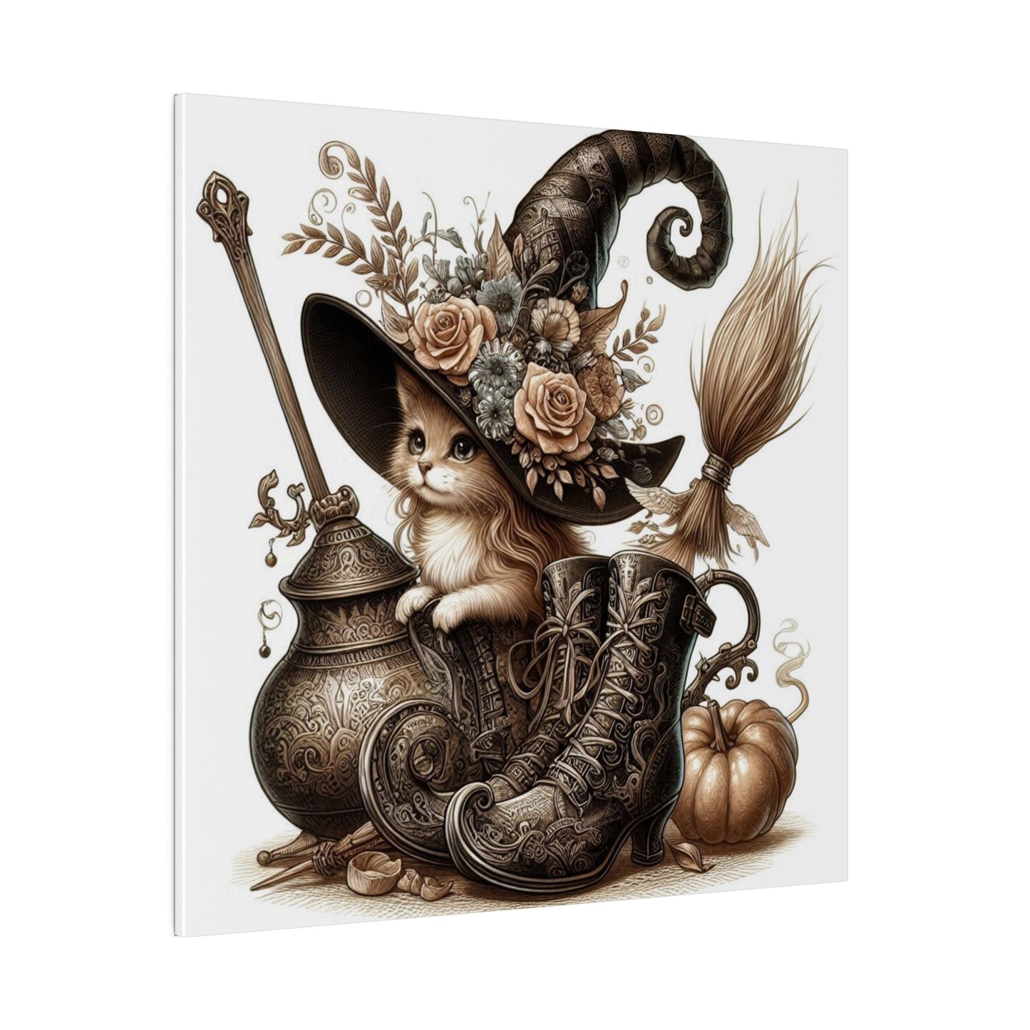 Canvas Print - Cat Witch Hat