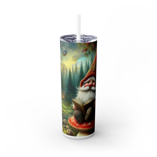 Gnome Skinny Tumbler with Straw, 20oz