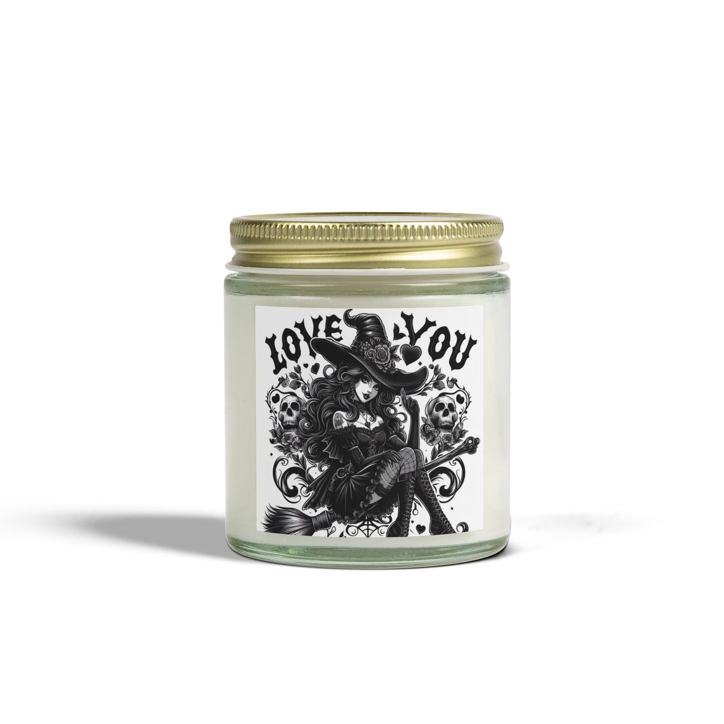 Love You Witch Candles, Coconut Apricot Wax (4oz, 9oz)