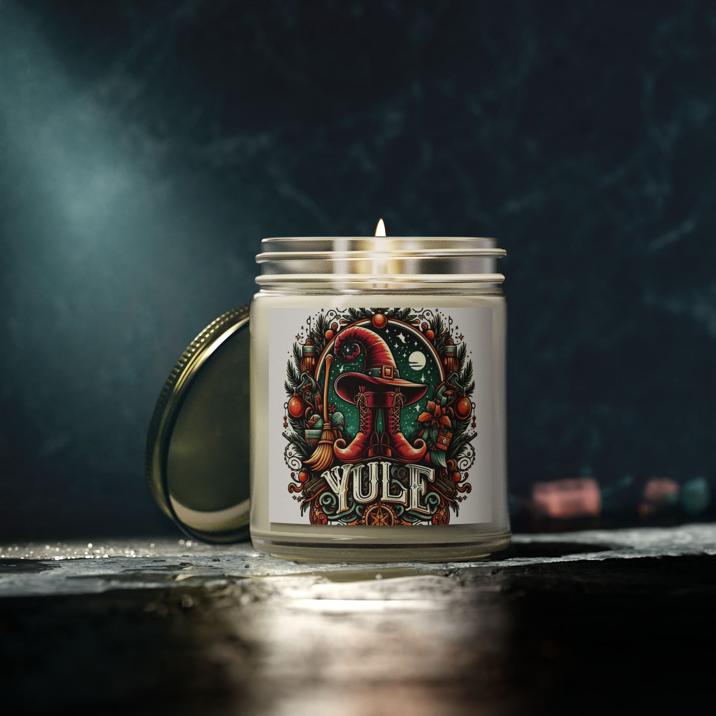 Yule Witch Hat and Boots Candles, Coconut Apricot Wax (4oz, 9oz)