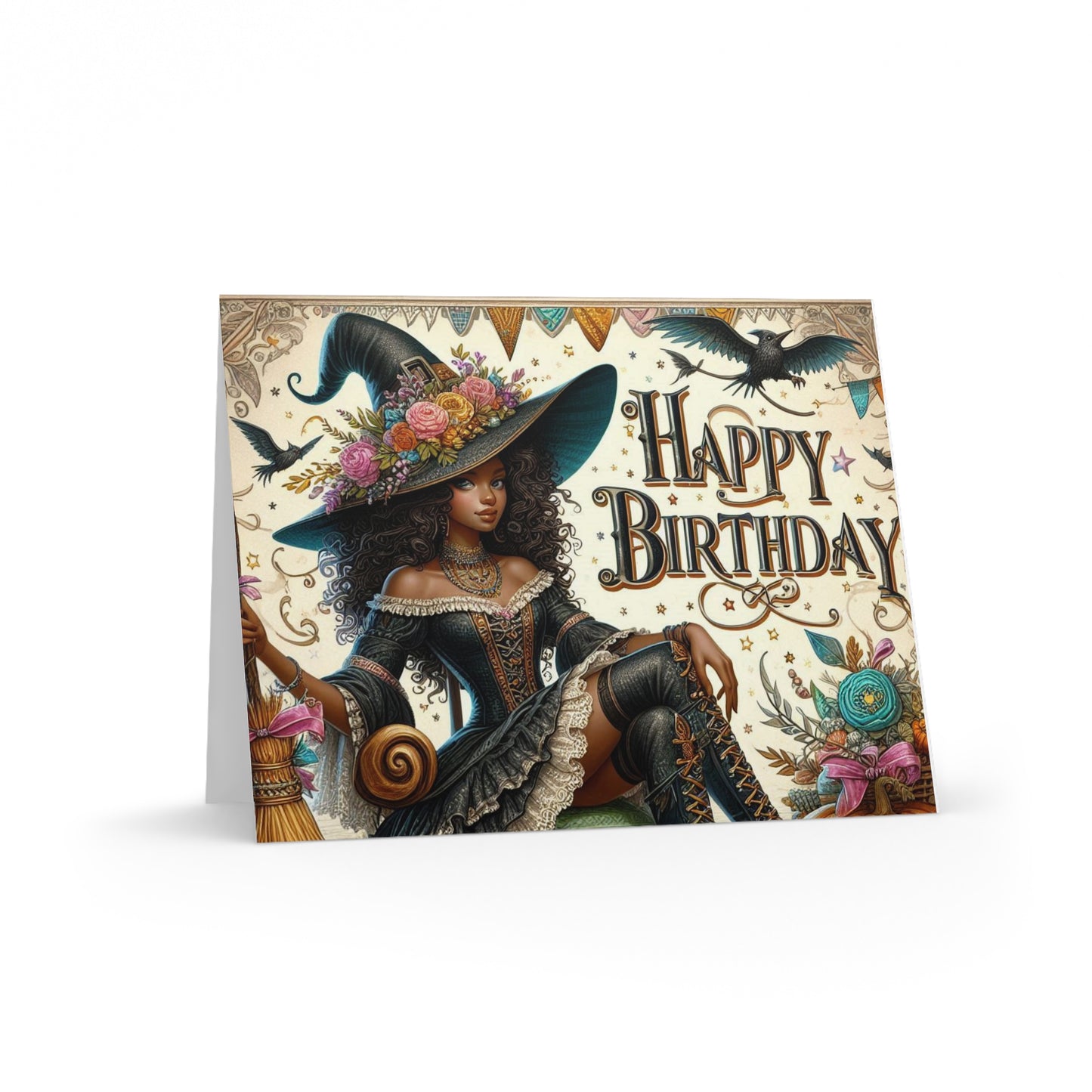 Greeting Card Set - Witch Happy Birthday Cards (8, 16, and 24 pcs) Inside Greeting!